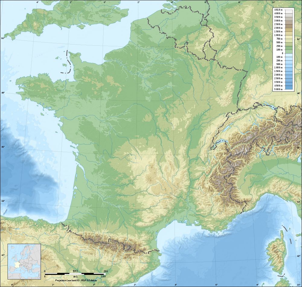 Fond de carte du relief de 