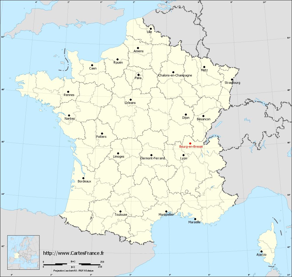 Carte administrative de Bourg-en-Bresse