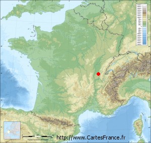 Fond de carte du relief de Bourg-en-Bresse petit format