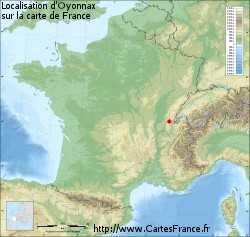Oyonnax sur la carte de France