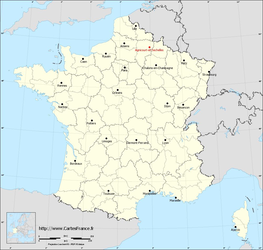 Carte administrative d'Agnicourt-et-Séchelles