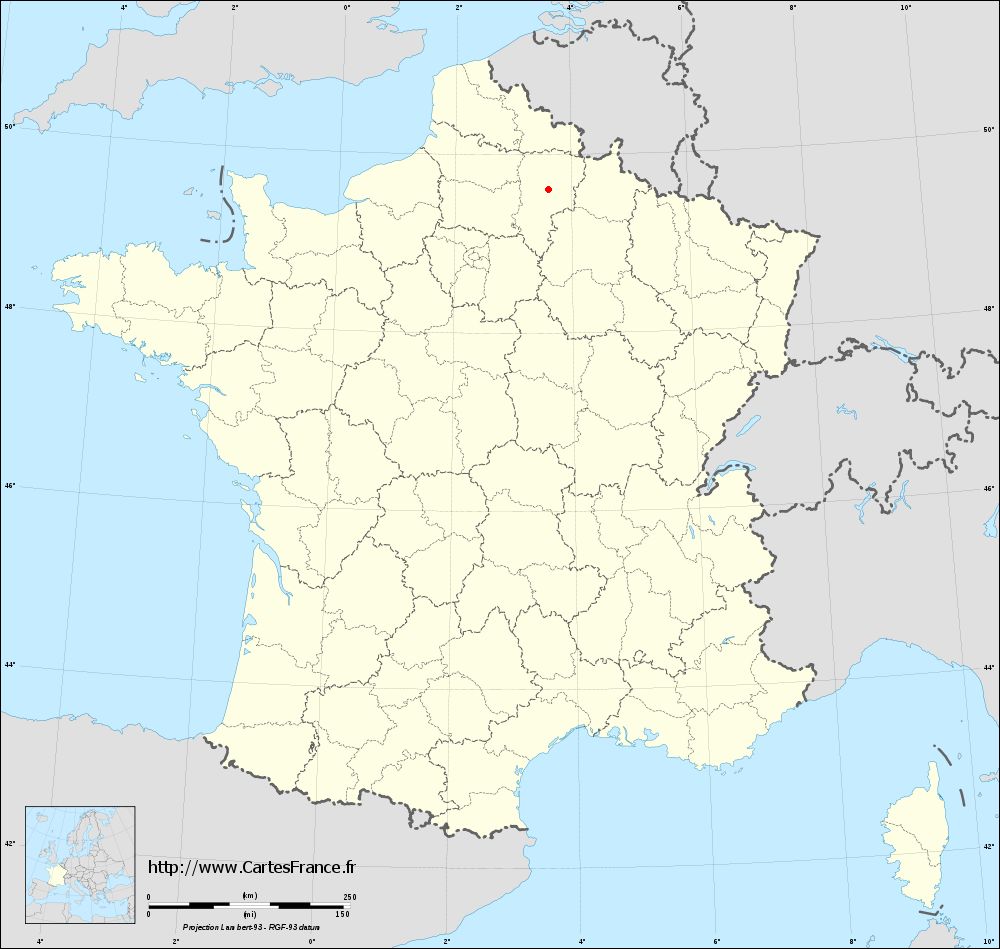 Fond de carte administrative d'Aulnois-sous-Laon