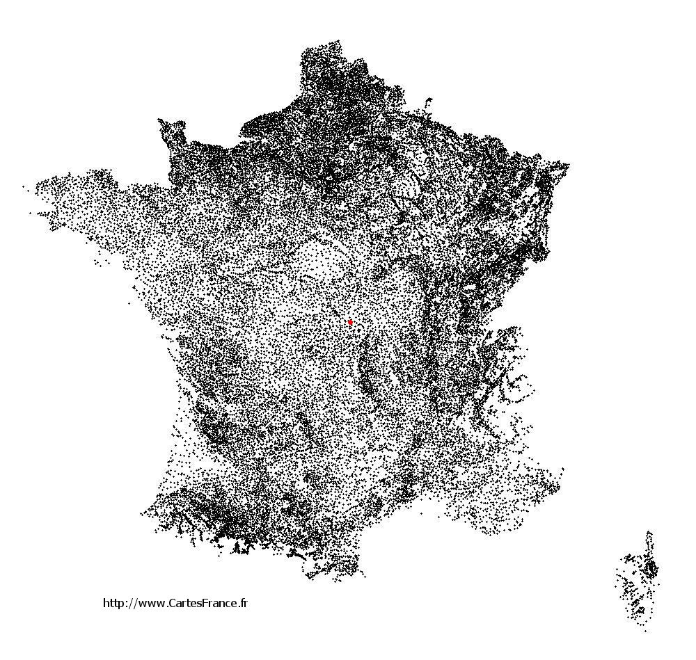 Louroux-Bourbonnais sur la carte des communes de France