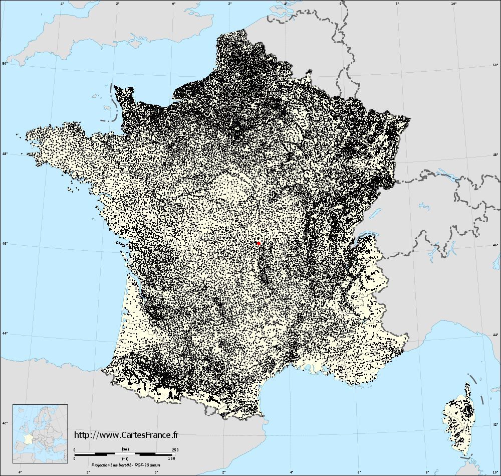 Target sur la carte des communes de France