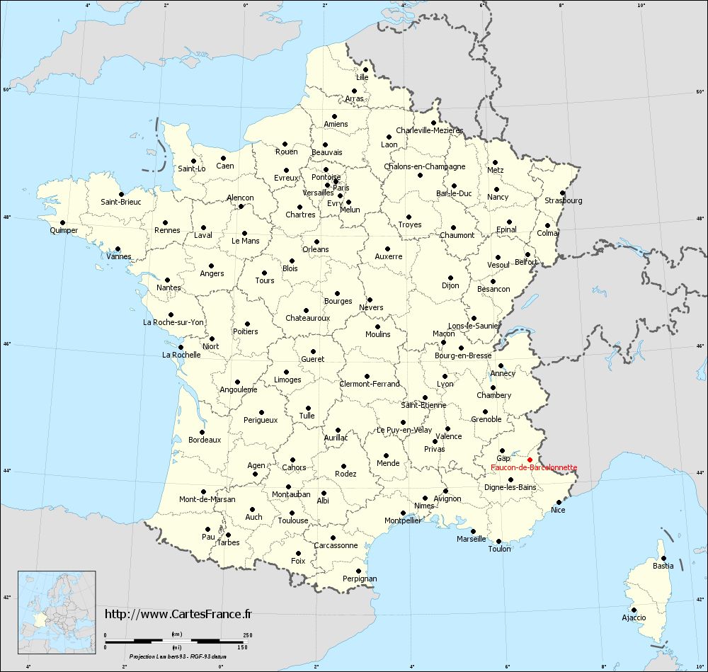 Carte administrative de Faucon-de-Barcelonnette