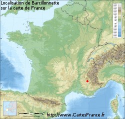 Barcillonnette sur la carte de France