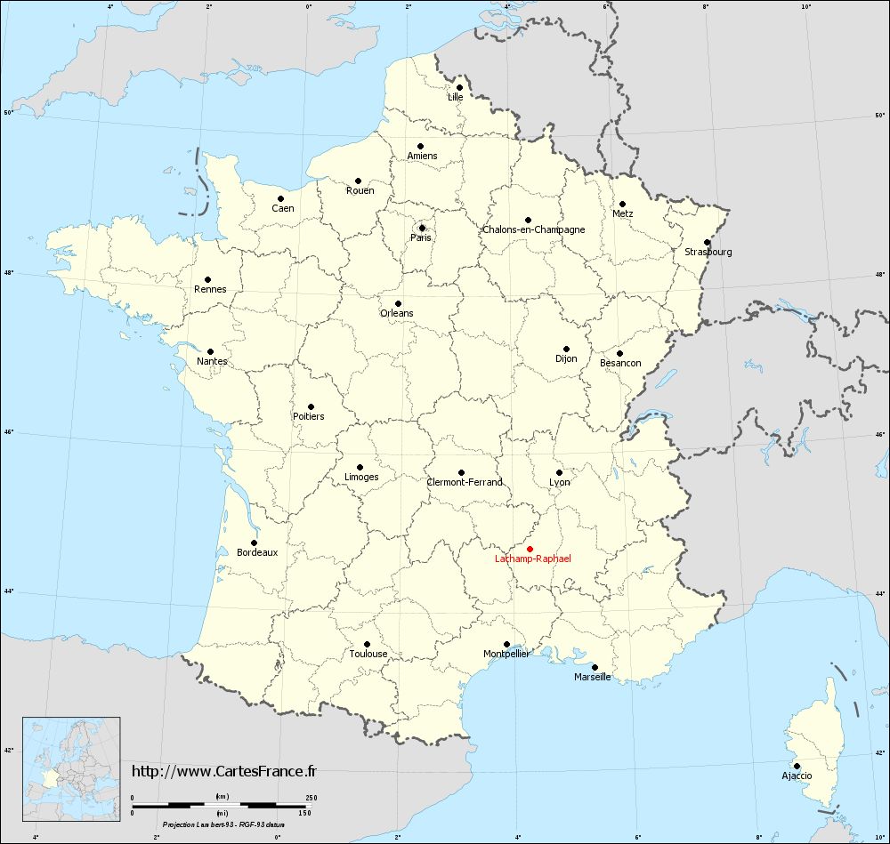 Carte administrative de Lachamp-Raphaël