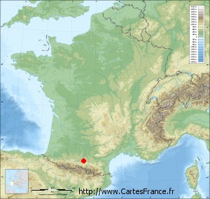 Fond de carte du relief de Mauvezin-de-Sainte-Croix petit format