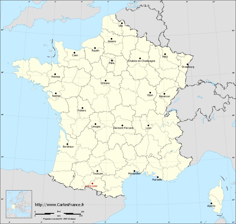 Carte administrative de Saint-Lizier