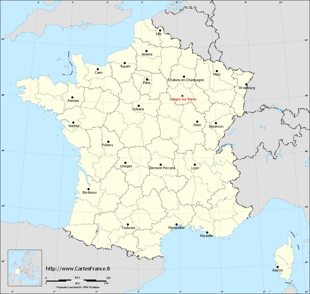Carte administrative de Lusigny-sur-Barse