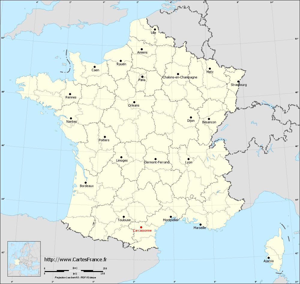 Carte administrative de Carcassonne