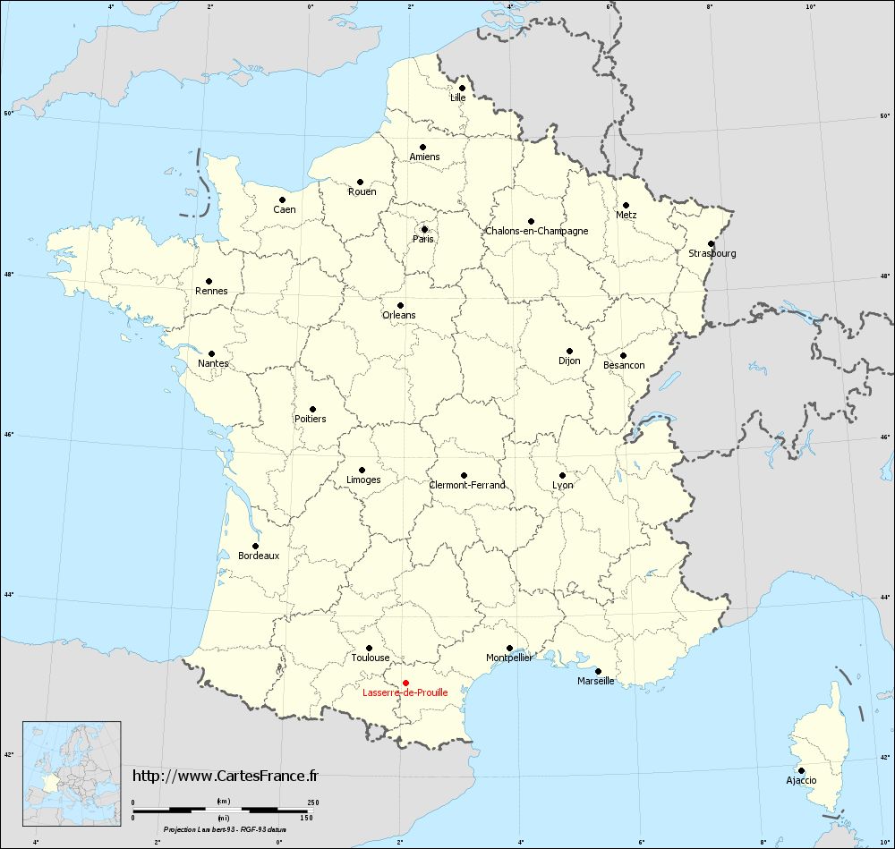 Carte administrative de Lasserre-de-Prouille