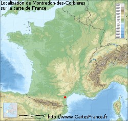 Montredon-des-Corbières sur la carte de France