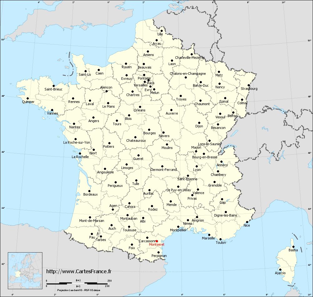 Carte administrative de Montséret
