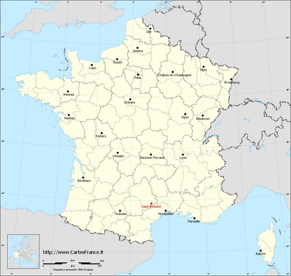 Carte administrative de Saint-Beaulize