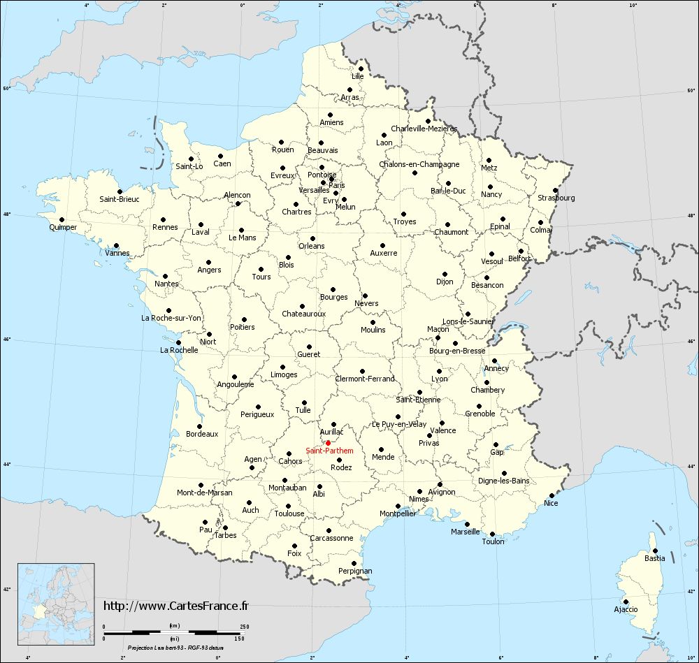 Carte administrative de Saint-Parthem