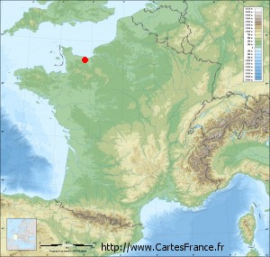 Fond de carte du relief de Caen petit format