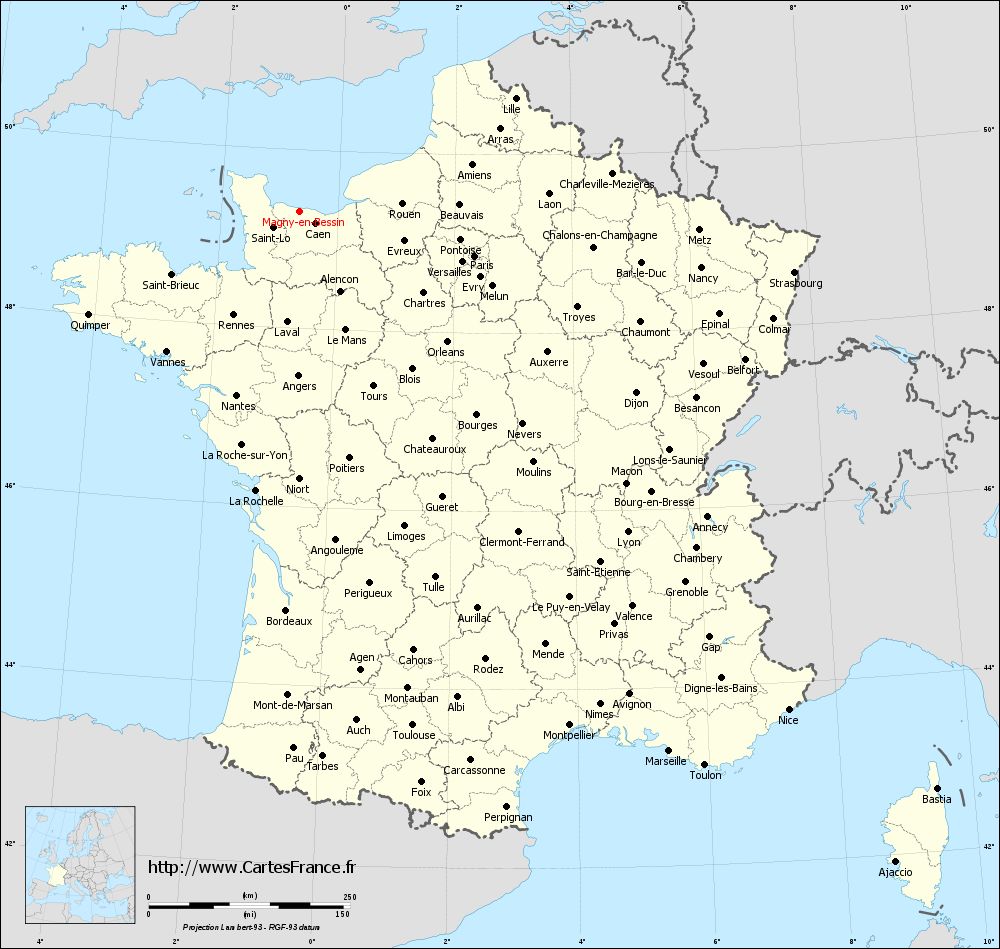 Carte administrative de Magny-en-Bessin