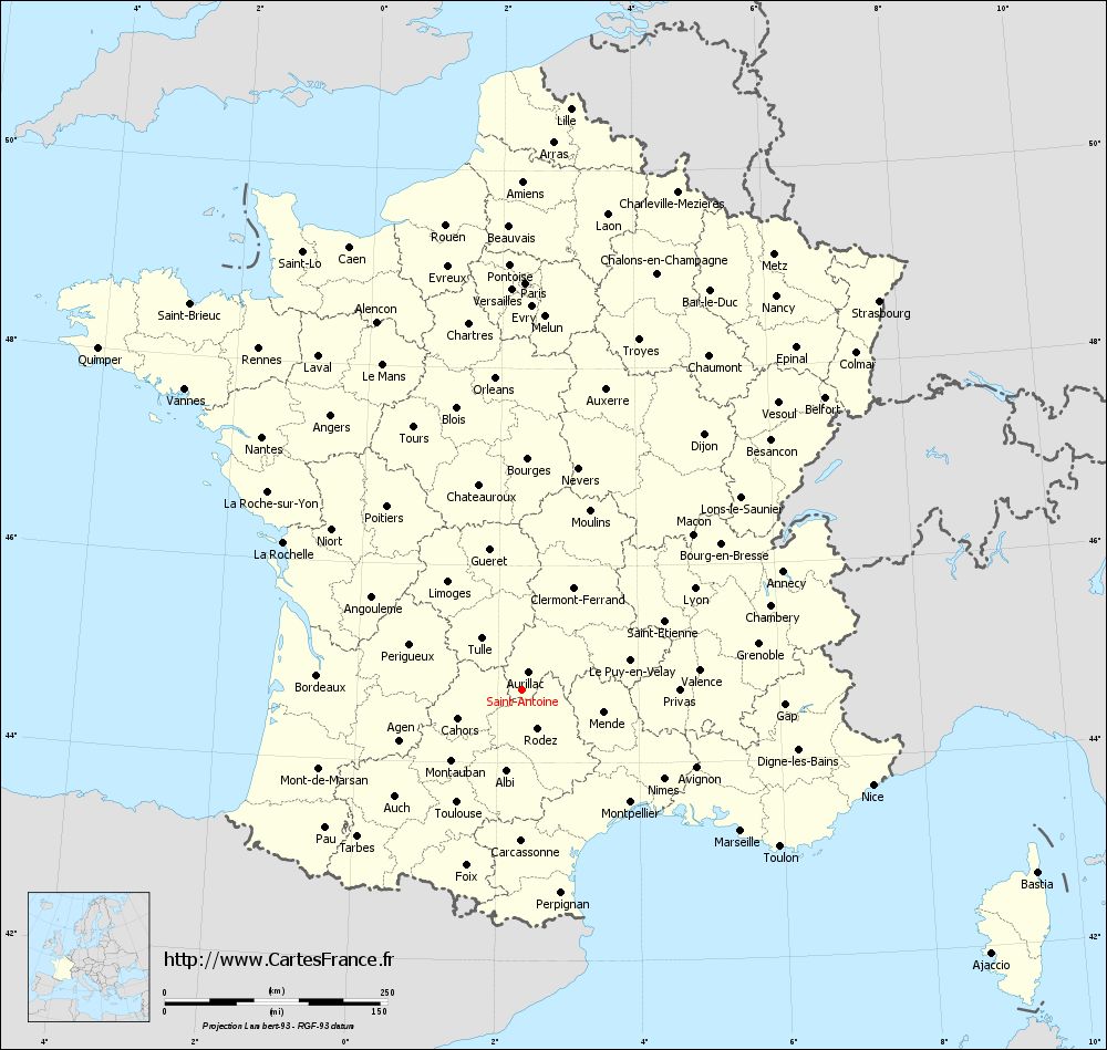 Carte administrative de Saint-Antoine