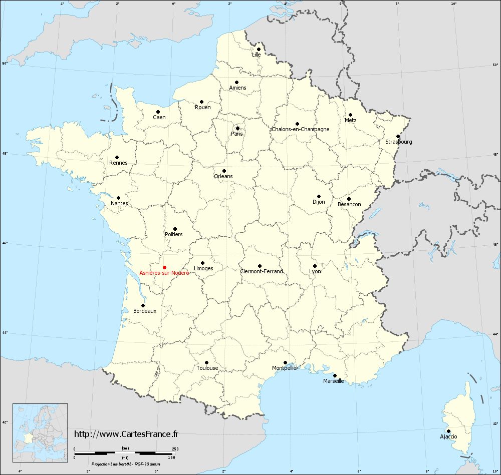 Carte administrative d'Asnières-sur-Nouère