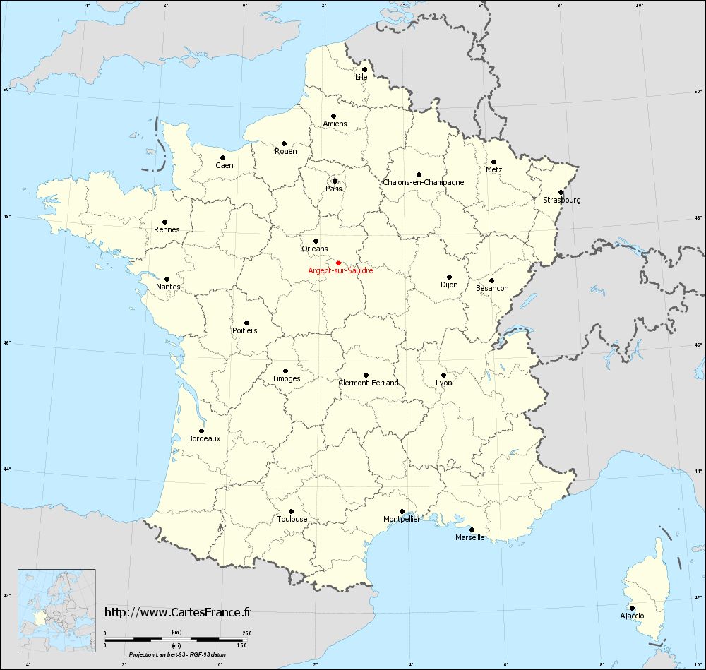 Carte administrative d'Argent-sur-Sauldre