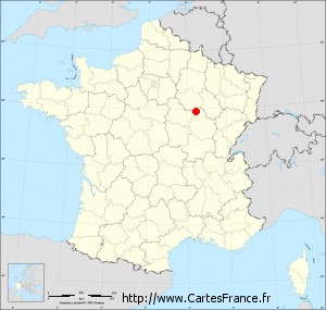 Fond de carte administrative de Cérilly petit format