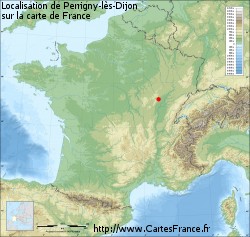 Perrigny-lès-Dijon sur la carte de France
