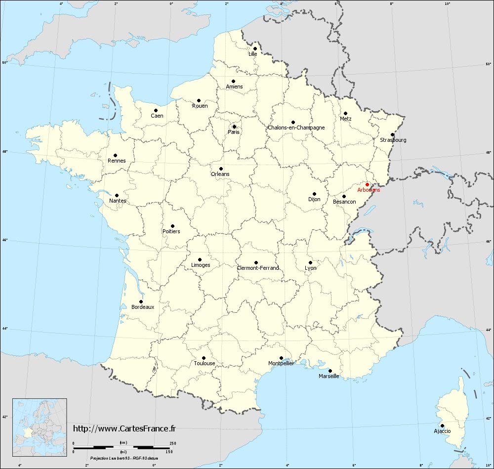 Carte administrative d'Arbouans