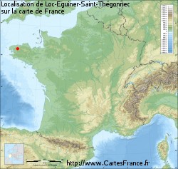 Loc-Eguiner-Saint-Thégonnec sur la carte de France