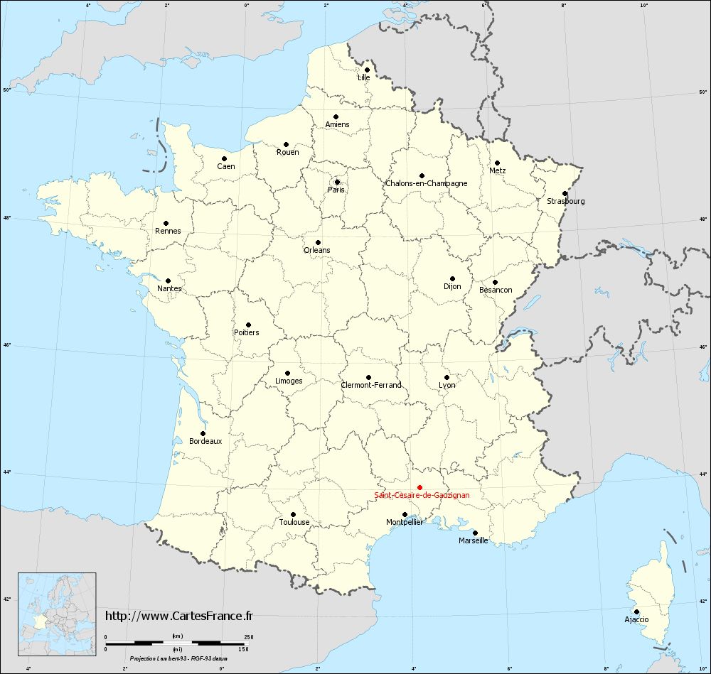 Carte administrative de Saint-Césaire-de-Gauzignan