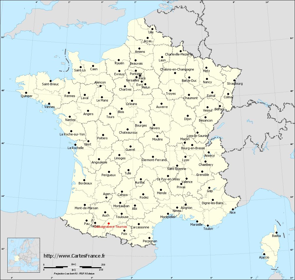 Carte administrative de Cassagnabère-Tournas