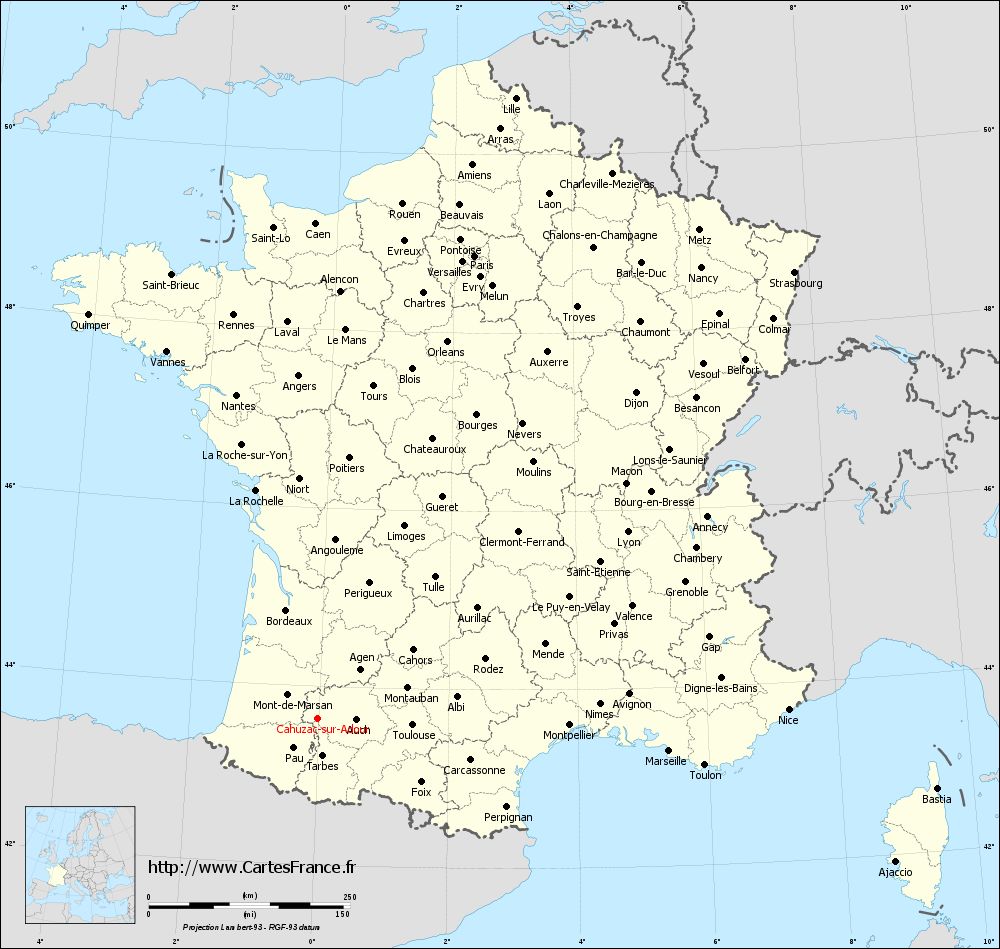Carte administrative de Cahuzac-sur-Adour