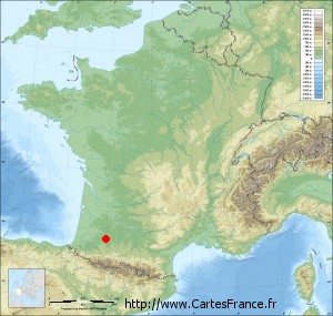 Fond de carte du relief de Cahuzac-sur-Adour petit format