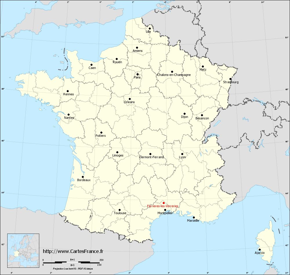 Carte administrative de Ferrières-les-Verreries