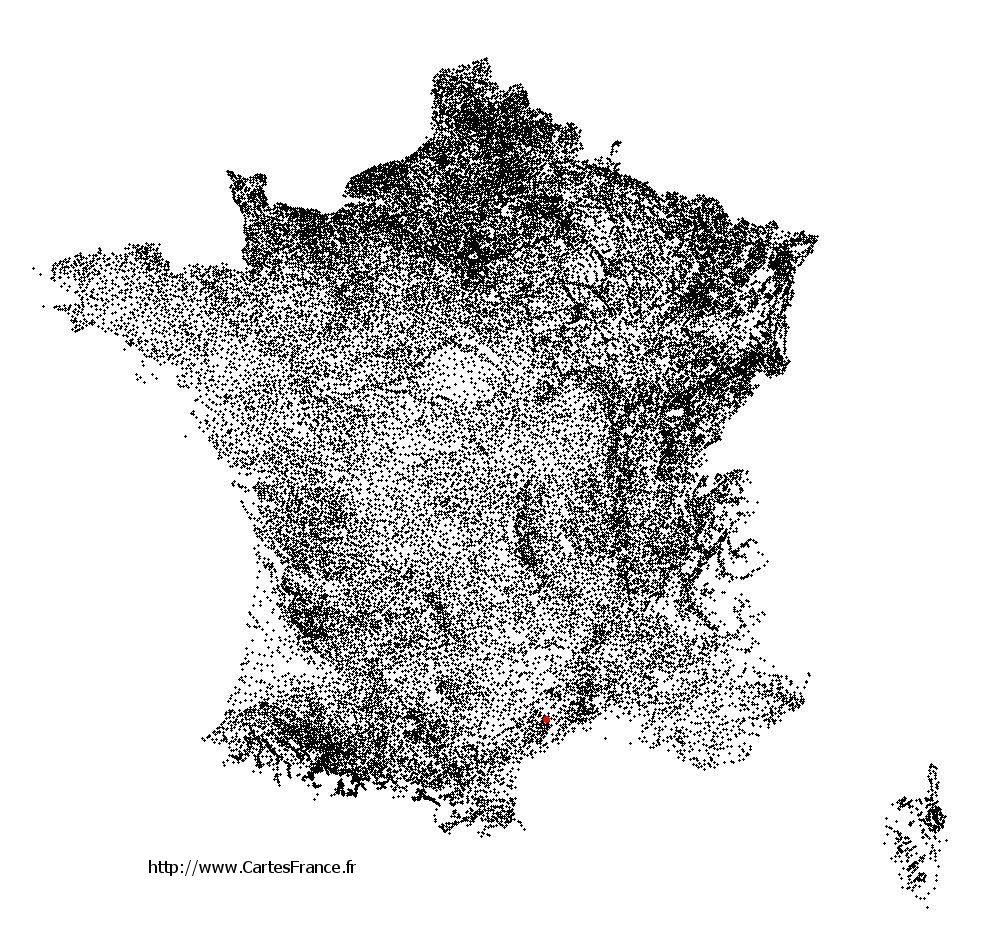 Lagamas sur la carte des communes de France