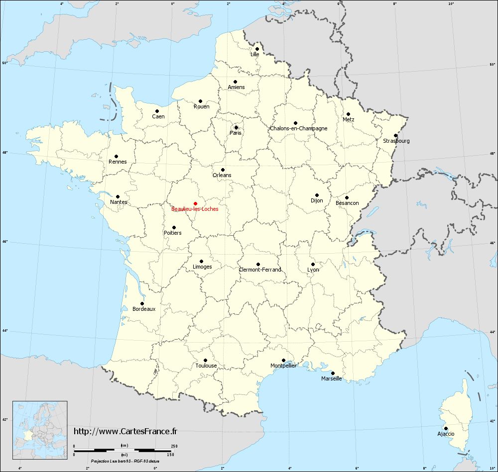 Carte administrative de Beaulieu-lès-Loches