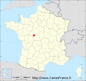 Fond de carte administrative de Verneuil-sur-Indre petit format