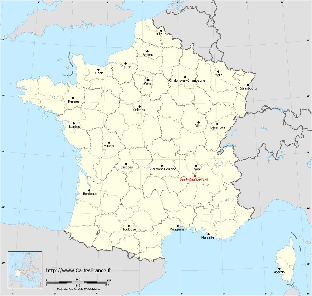Carte administrative de Saint-Maurice-l'Exil