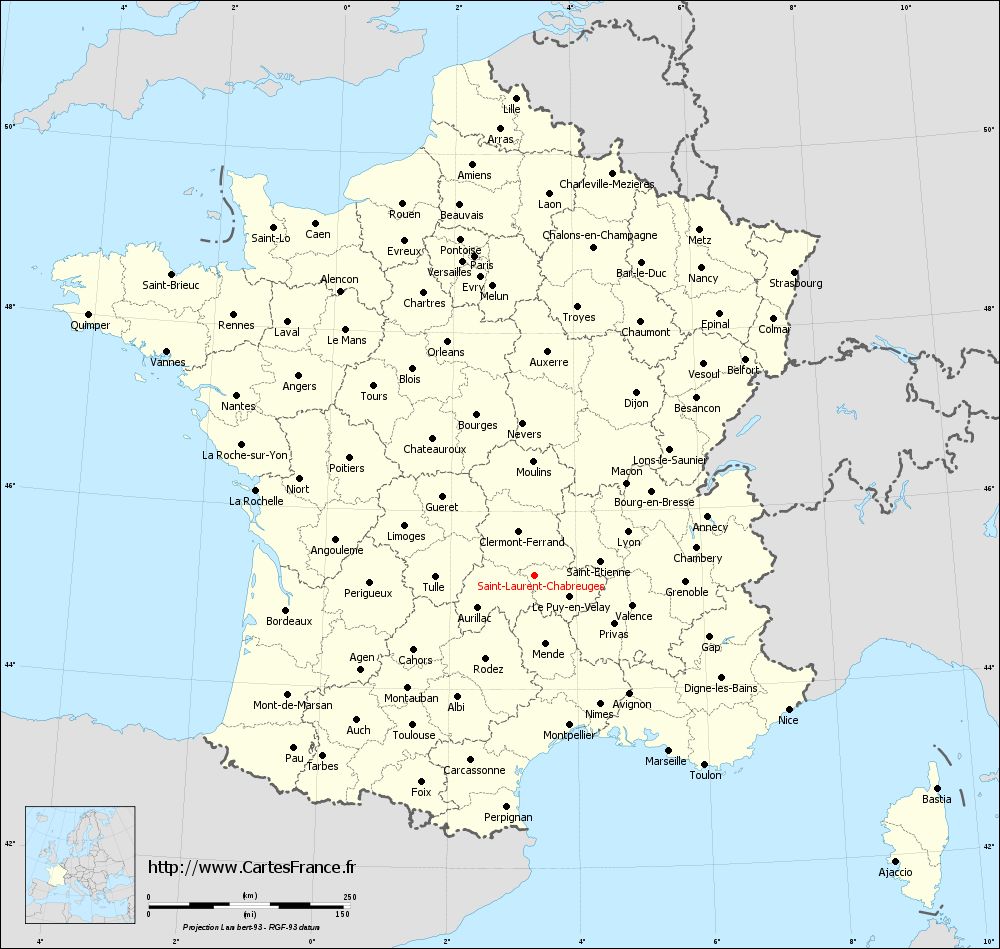 Carte administrative de Saint-Laurent-Chabreuges