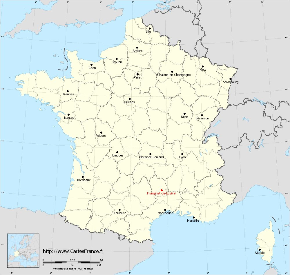 Carte administrative de Fraissinet-de-Lozère
