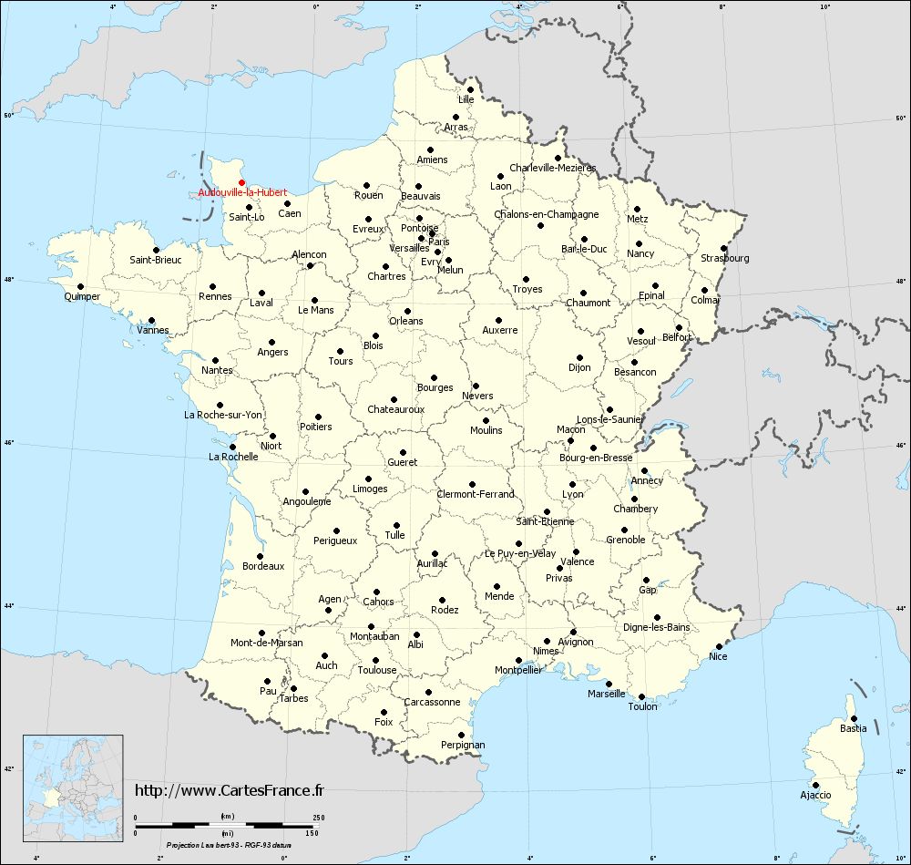 Carte administrative d'Audouville-la-Hubert