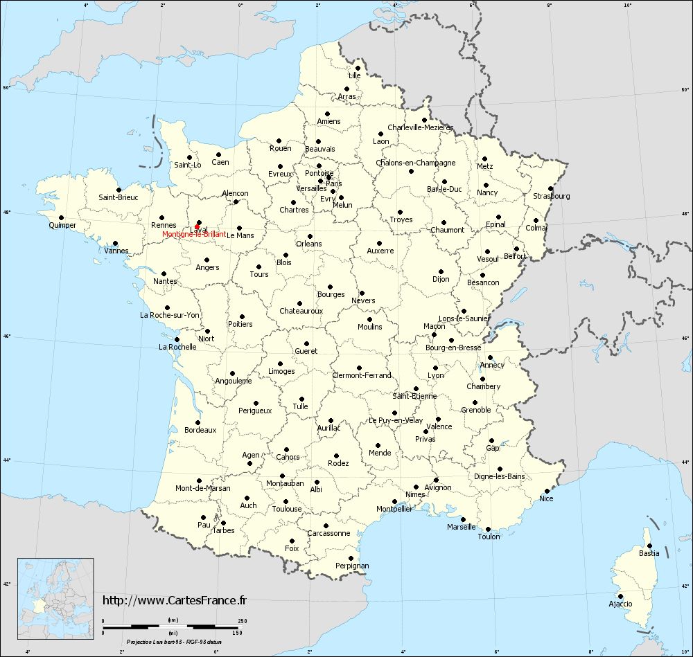 Carte administrative de Montigné-le-Brillant