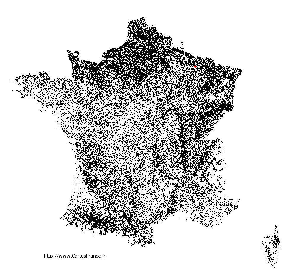 Eix sur la carte des communes de France