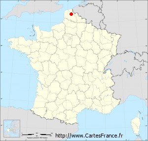 Fond de carte administrative de Thiennes petit format
