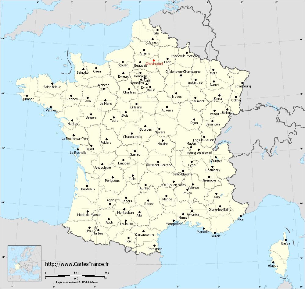 Carte administrative de Chevincourt