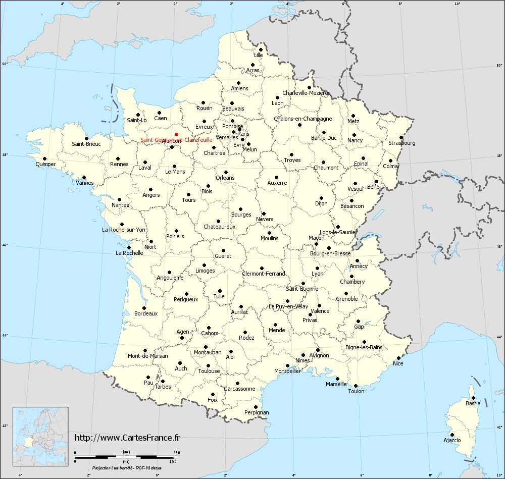 Carte administrative de Saint-Germain-de-Clairefeuille