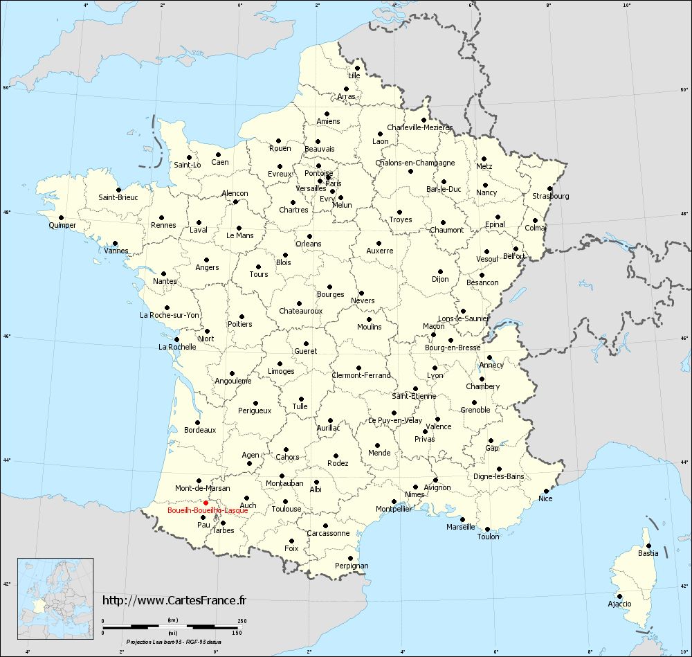 Carte administrative de Boueilh-Boueilho-Lasque