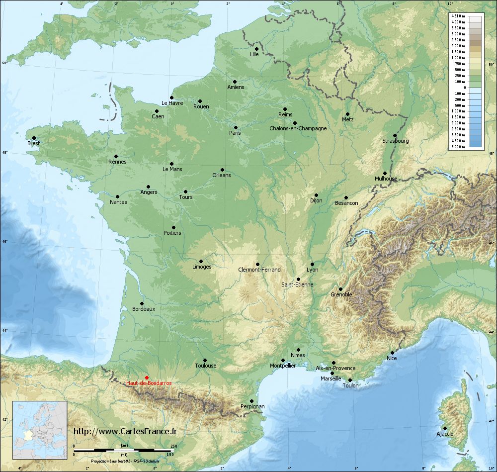 Carte du relief de Haut-de-Bosdarros