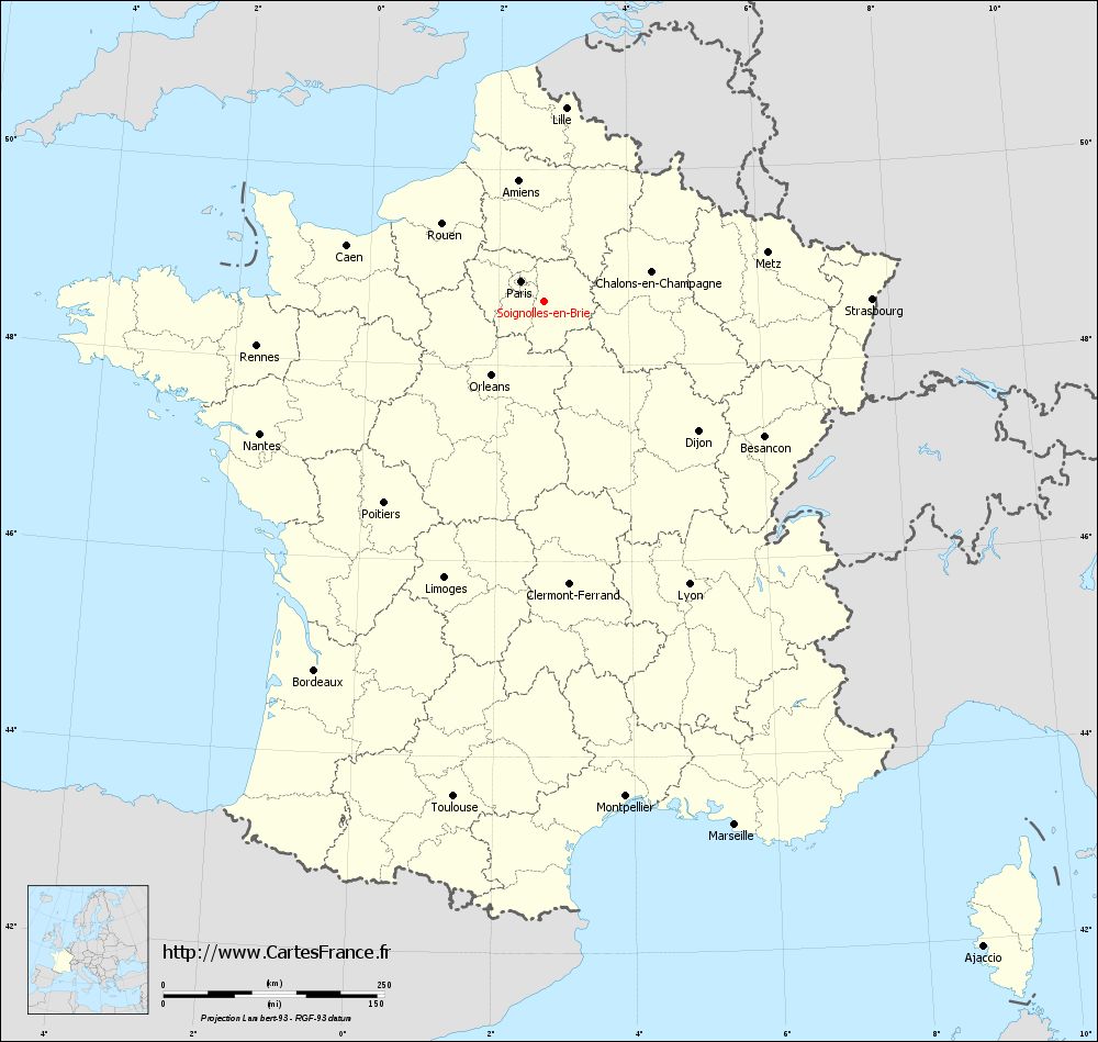 Carte administrative de Soignolles-en-Brie