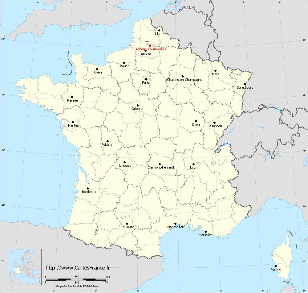 Carte administrative d'Acheux-en-Amiénois